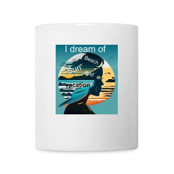 Frau Träumt von Strand und Ferien - Tasse - Weiß - Vorne