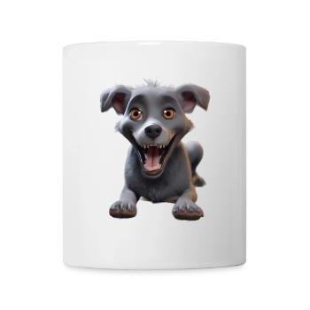 Grinsende Graue Welpe Abenteuer - Tasse - Weiß - Vorne