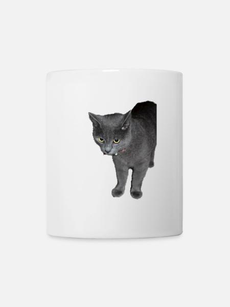 Katze schwarz grau - Tasse - Weiß