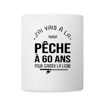 60 ans je vais à la pêche pour garder la ligne - Mug blanc - blanc - Devant