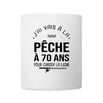 70 ans je vais à la pêche pour garder la ligne - Mug blanc - blanc - Devant