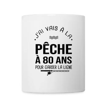 80 ans je vais à la pêche pour garder la ligne - Mug blanc - blanc - Devant