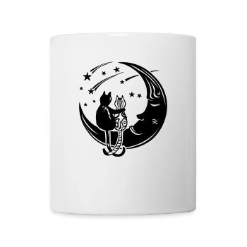 Deux chats sur la lune - Mug blanc - blanc - Devant