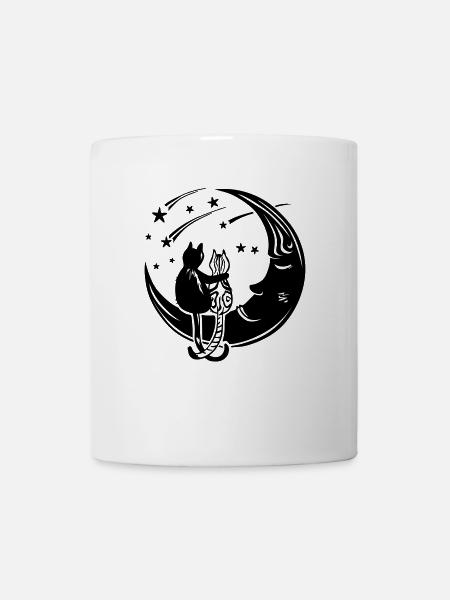 Deux chats sur la lune - Mug blanc - blanc