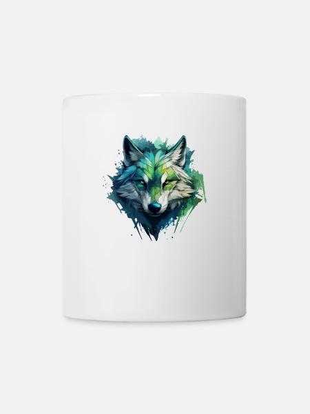 Graffiti de loup bleu - Mug blanc - blanc
