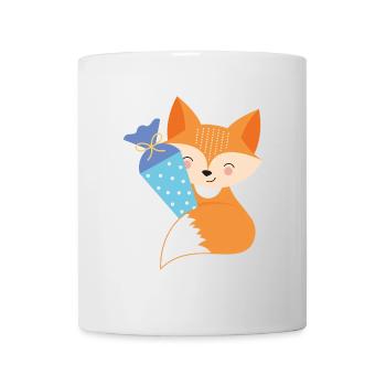 Renard avec inscription à l’école de cône d’école - Mug blanc - blanc - Devant