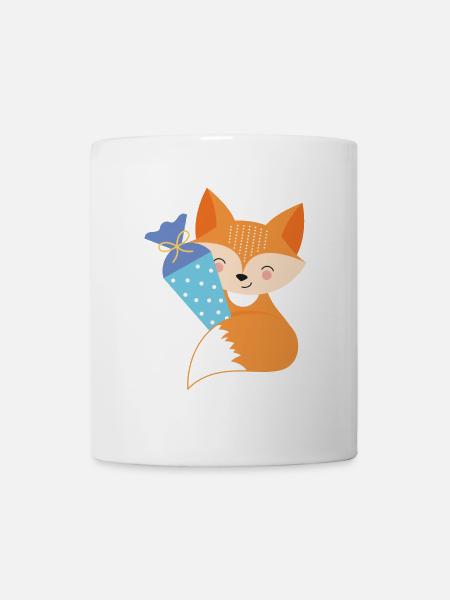 Fuchs mit Schultüte Einschulung - Tasse - Weiß
