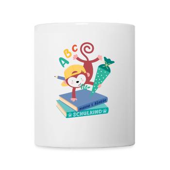 Monkey with school cone school enrollment school child - Mug - white - Front