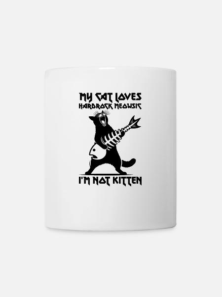 Chat Rock Musique Humour Drôle Idée Cadeau - Mug blanc - blanc