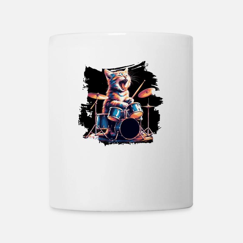 Musique Rock Chat Drôle Humour Idée Cadeau - Mug blanc - blanc