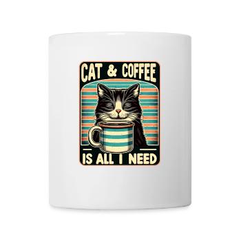 Le chat et le café sont tout ce dont j’ai besoin - Mug blanc - blanc - Devant