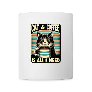 Katze und Kaffee ist alles was ich brauche - Tasse - Weiß - Vorne