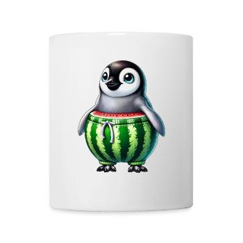 Pingouin drôle avec melon melon fruit de pastèque - Mug blanc - blanc - Devant