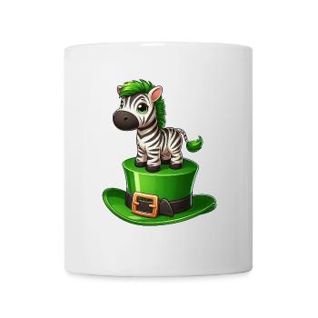 Süßes Zebra St. Patrick's Day Zylinder Kleeblatt - Tasse - Weiß - Vorne