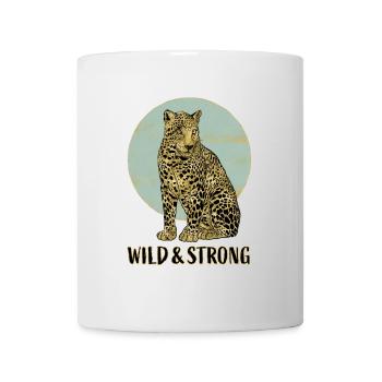 Léopard. Sauvage et fort. - Mug blanc - blanc - Devant