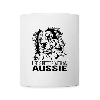 AUSSIE life is better chien sort Wilsigns - Mug blanc - blanc - Devant