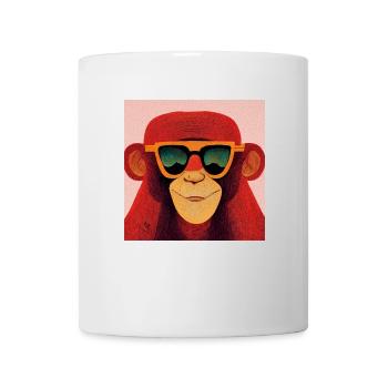 Red monkey with cool sunglasses - Mug - white - Front