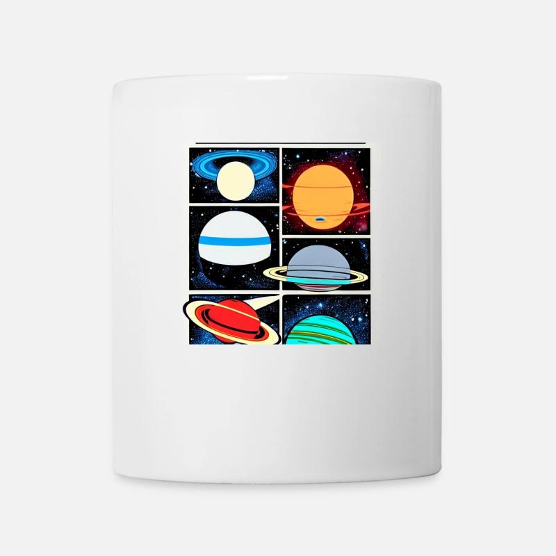 Planeten im Weltraum-Comic-Stil - Tasse - Weiß