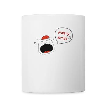 Frohe Weihnachten Katze mit Weihnachtsmütze - Tasse - Weiß - Vorne