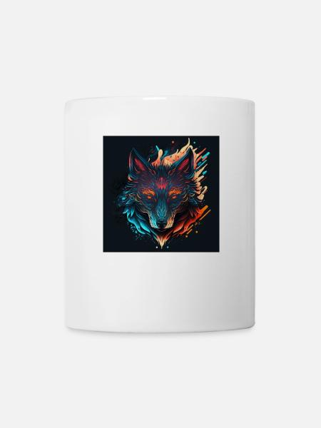 Abstrakter Wolfskopf - Tasse - Weiß