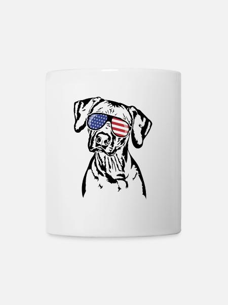 RHODESIAN RIDGEBACK America Flag Dogs Wilsigns - Mug - white