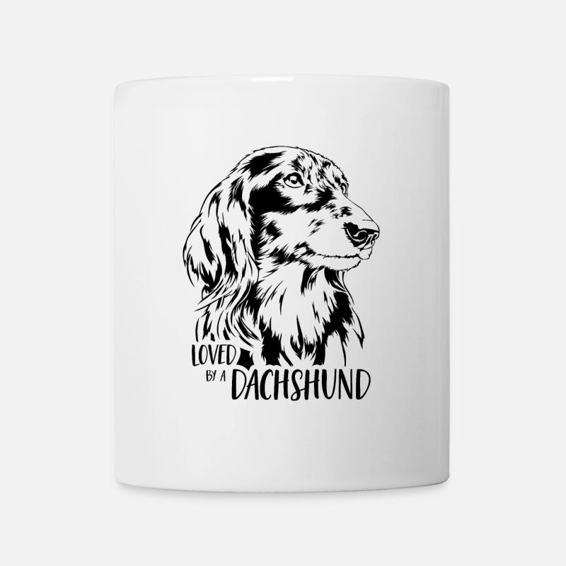 Loved by a Dachshund Langhaardackel Hunde Wilsigns - Tasse - Weiß