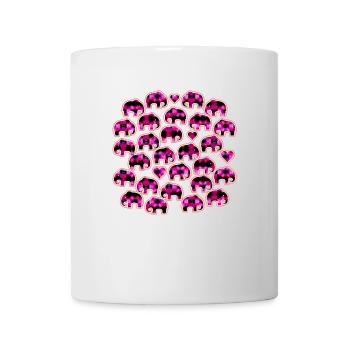 Elefant und Herzen pink - Tasse - Weiß - Vorne
