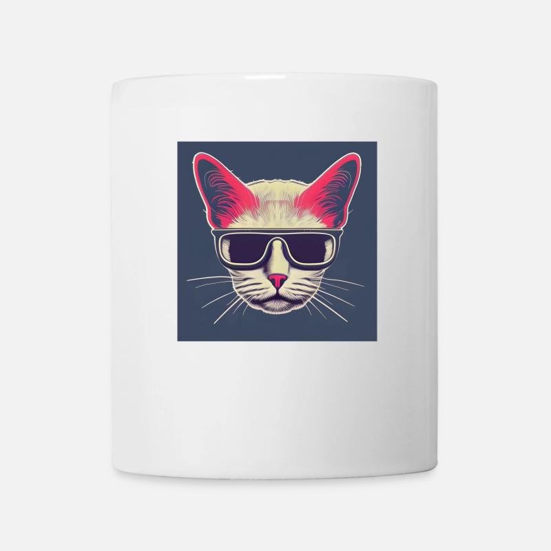 Coole Katze mit Sonnenbrille - Tasse - Weiß