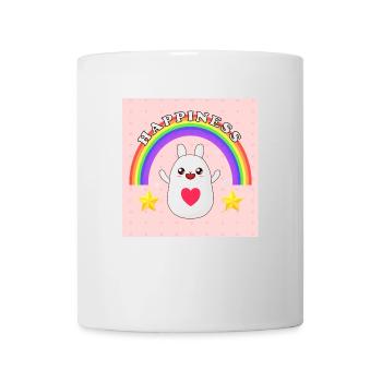 Happiness Hase mit Regenbogen - Tasse - Weiß - Vorne