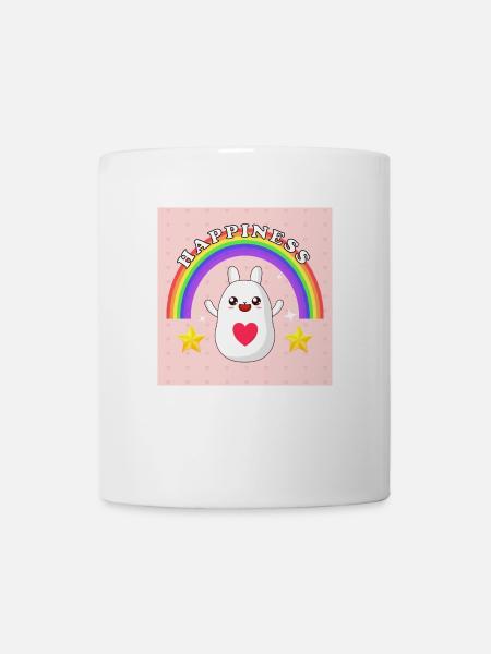 Happiness Hase mit Regenbogen - Tasse - Weiß
