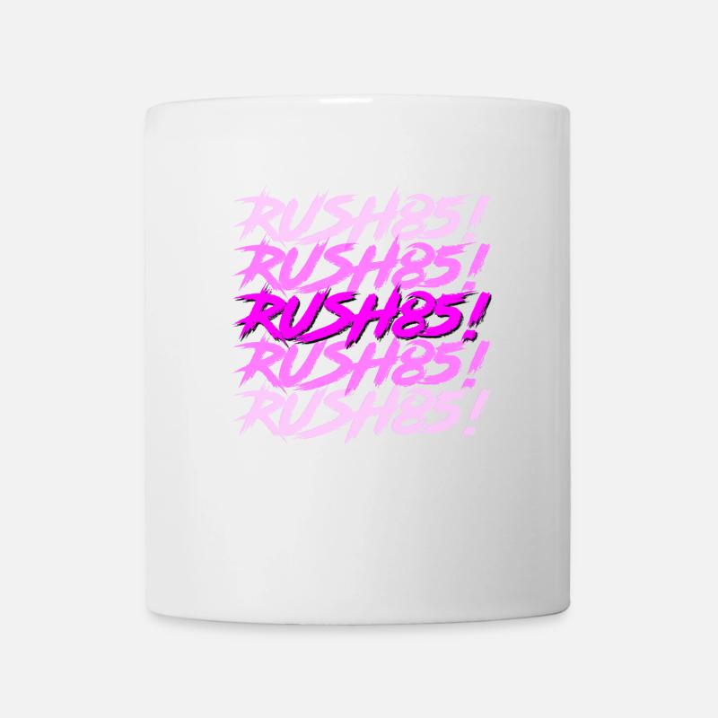 Synthwave / Cyberpunk Title Design RUSH85! -Brillant - Mug blanc - blanc