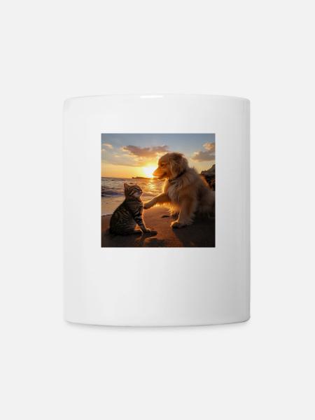 hund und katze - Tasse - Weiß