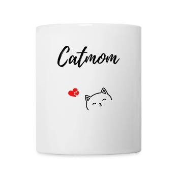 Catmom-Design mit Katze und Herzen - Tasse - Weiß - Vorne
