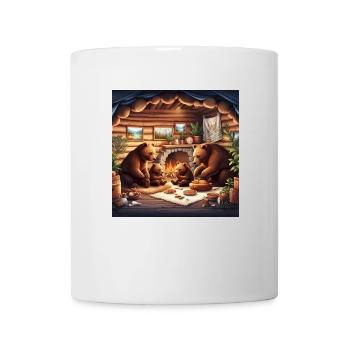 Bären am Feuer Cartoon - Tasse - Weiß - Vorne