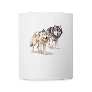 2 Wölfe großes Motiv - Die Wildnis ruft ! - Tasse - Weiß - Vorne