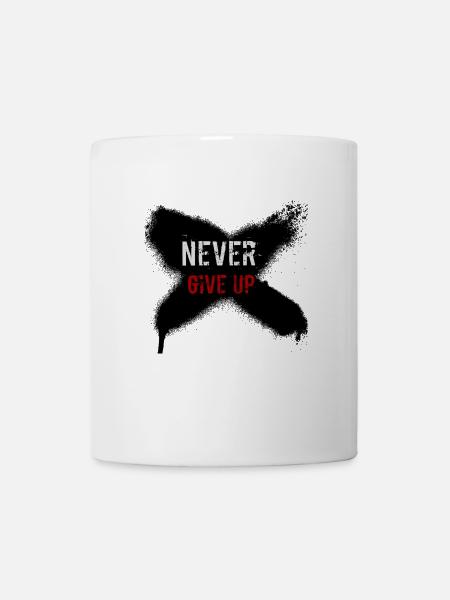 Never Give Up - Tasse - Weiß