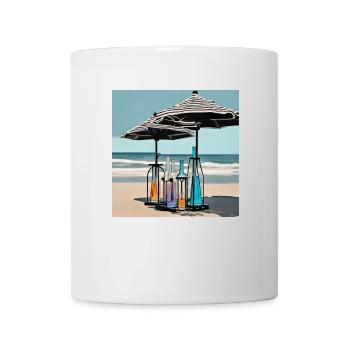 Style Estival : Parasols en Bord de Mer - Mug blanc - blanc - Devant
