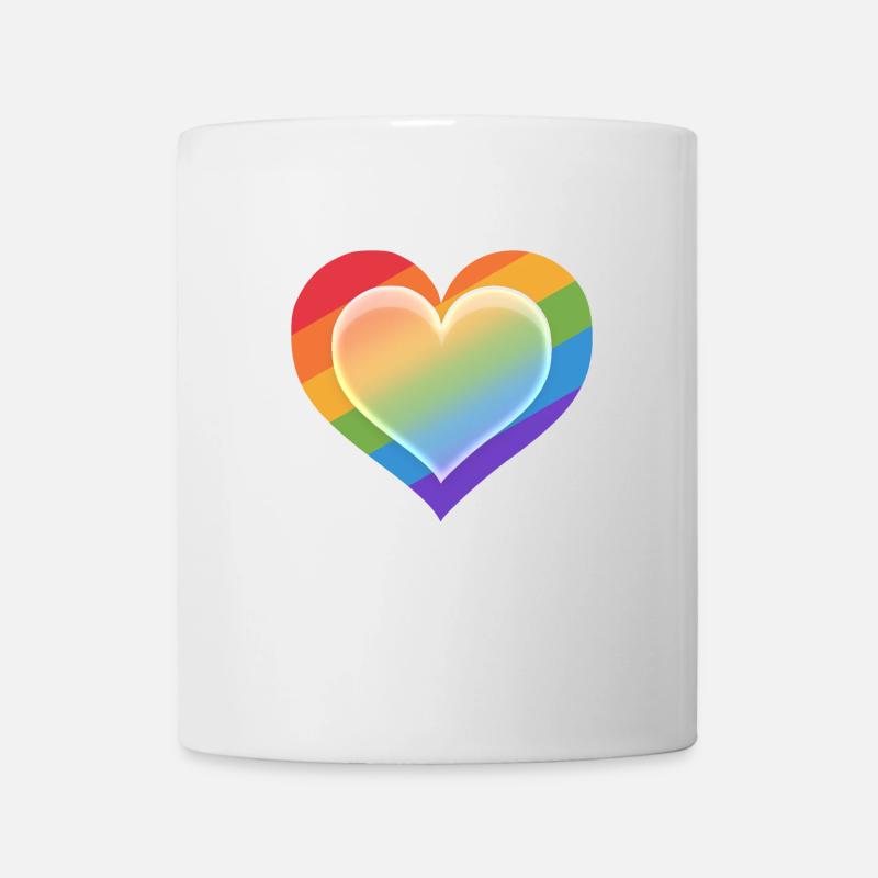 Coeur Arc en ciel Style 1 - Mug blanc - blanc