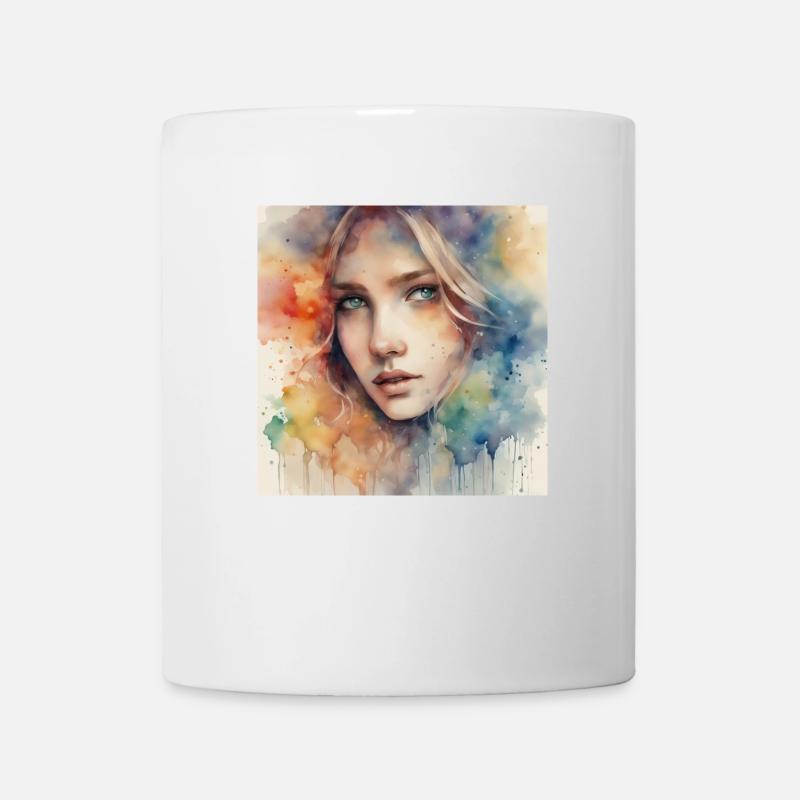 Visages Féminins : Mode Artistique - Mug blanc - blanc