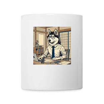 Husky at the Desk - Ukiyo-e Style - Mug - white - Front