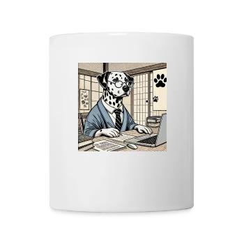 Damlmartiner am Schreibtisch - Ukiyo-e Stil - Tasse - Weiß - Vorne