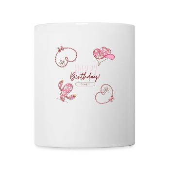 Pink Cute Rodeo Cowboy girl Happy Birthday - Mug - white - Front