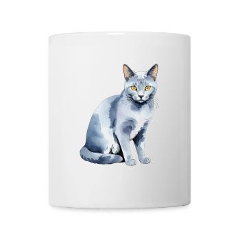 Chat bleu russe Aquarelle - Mug blanc - blanc - Devant
