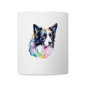 Border Collie Aquarelles - Mug blanc - blanc - Devant