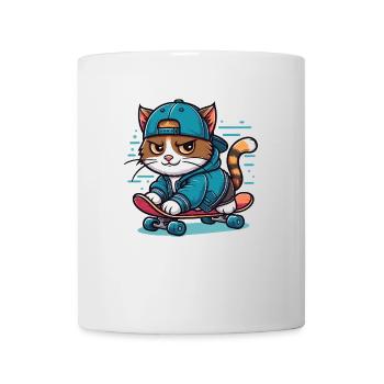 Chat forcé : patineur - Mug blanc - blanc - Devant