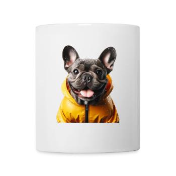 Joyeux bouledogue français en imperméable - Mug blanc - blanc - Devant