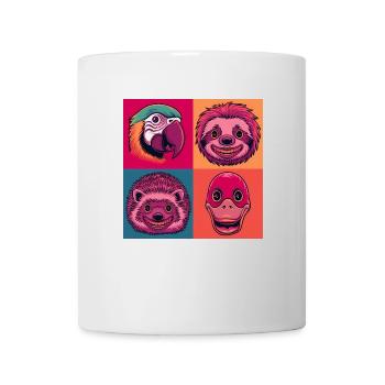 Pop Art Halloween Animals Smile Hedgehog Parrot Duck - Mug - white - Front