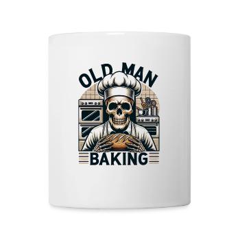 Old Man Baking Skull mit Bäckermütze backt Brot - Tasse - Weiß - Vorne