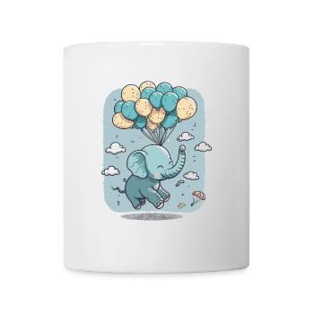 Éléphant volant avec des ballons : une fantaisie et un mag - Mug blanc - blanc - Devant