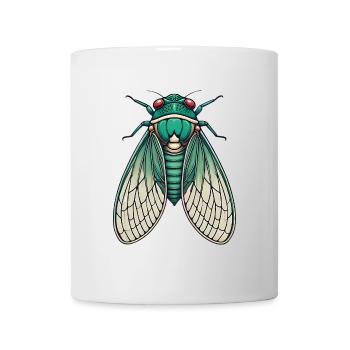 Vintage Green Cicada Insect Illustration - Mug - white - Front
